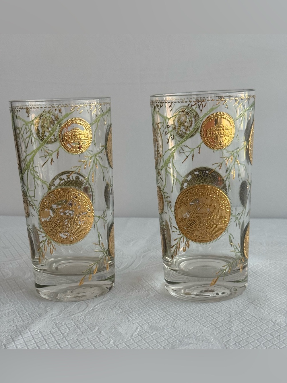 Vintage Culver Midas 22K Gold Coin Highball Glasses (Set of 2) Barware - Picture 11 of 15
